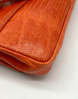 Daniella Ortiz Orange Lizard Embossed Leather April Clutch