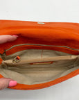Daniella Ortiz Orange Lizard Embossed Leather April Clutch