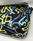 Karl Lagerfeld Black & Neon Green Nylon Paris Cara Crossbody Bag