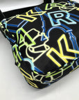 Karl Lagerfeld Black & Neon Green Nylon Paris Cara Crossbody Bag