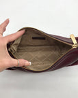 Michael Kors Oxblood Pebbled Leather Carmela Pouchette Crossbody Bag