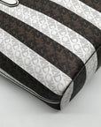 Michael Kors White & Brown Large Eliza East West Reversible Tote & Wallet
