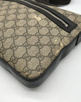Gucci Dark Brown Leather and Signature GG Supreme Canvas Crossbody Bag