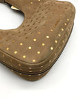 Michael Kors Husk Pebbled Leather Studded Nolita Hobo Shoulder Bag