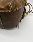 The Real Mccoy Brown Distressed Leather Shoulder Bag