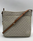 Michael Kors Cream Signature Coated Canvas Large Messenger Bag