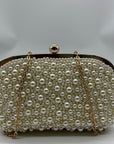 I.N.C. International Concepts Ivory Satin All Over Pearl Clutch