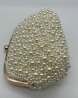 I.N.C. International Concepts Ivory Satin All Over Pearl Clutch