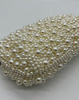 I.N.C. International Concepts Ivory Satin All Over Pearl Clutch