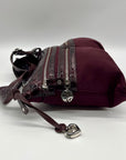 Brighton Burgundy Nylon And Croc-Embossed Crossbody