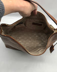 Michael Kors Brown Pebbled Leather Karson Shoulder Bag