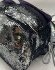Coach Stone Gray Blue Poppy Sequin Spotlight Convertible Tote 13838