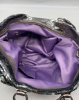 Coach Stone Gray Blue Poppy Sequin Spotlight Convertible Tote 13838
