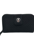 Vera Bradley Black Microfiber RFID Turnlock Wallet