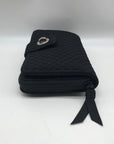 Vera Bradley Black Microfiber RFID Turnlock Wallet