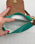 Longchamp Turquoise Nylon Le Pliage Mini Pouch
