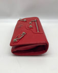 Balenciaga Red Leather City Flap Continental Wallet