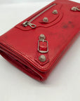 Balenciaga Red Leather City Flap Continental Wallet