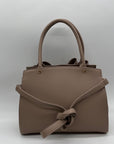 Like Dreams Taupe Large Bow Faux Leather Satchel