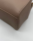 Like Dreams Taupe Large Bow Faux Leather Satchel
