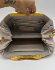 Donna Karan Cream Poplin Clutch/Shoulder Bag