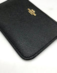 Coach Black Crossgrain Leather Zip Card Case