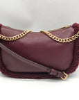 Michael Kors Oxblood Pebbled Leather Carmela Pouchette Crossbody Bag