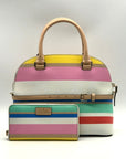 Kate Spade Multi-Colored Striped Pebbled Leather Satchel & Wallet