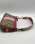Vintage Tan & Pink Heritage Coach Stripe Shoulder Bag 11562