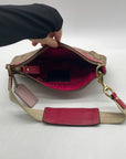 Vintage Tan & Pink Heritage Coach Stripe Shoulder Bag 11562