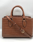 Michael Kors Chestnut Croc Embossed Leather Zoe Convertible Satchel