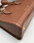 Michael Kors Chestnut Croc Embossed Leather Zoe Convertible Satchel
