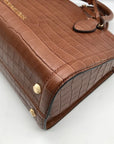 Michael Kors Chestnut Croc Embossed Leather Zoe Convertible Satchel