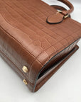 Michael Kors Chestnut Croc Embossed Leather Zoe Convertible Satchel