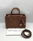 Michael Kors Chestnut Croc Embossed Leather Zoe Convertible Satchel