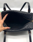 Versace Black Leather Tag Bowling Shoulder Bag