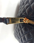 Versace Black Leather Tag Bowling Shoulder Bag