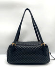 Versace Black Leather Tag Bowling Shoulder Bag