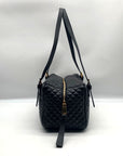 Versace Black Leather Tag Bowling Shoulder Bag