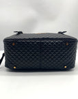 Versace Black Leather Tag Bowling Shoulder Bag