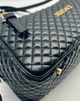 Versace Black Leather Tag Bowling Shoulder Bag