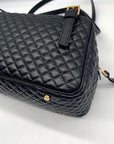 Versace Black Leather Tag Bowling Shoulder Bag