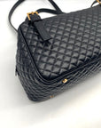 Versace Black Leather Tag Bowling Shoulder Bag
