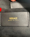 Versace Black Leather Tag Bowling Shoulder Bag
