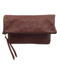 Alex And Ani Brown Leather Gabriel Fold Over Clutch