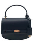 Anne Klein Women's Blue Leather Belted Flap Saddle with Convertible Strap