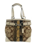 Coach Tan & White Canvas Hampton Shoulder Bag 10264