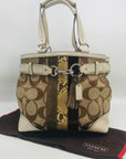 Coach Tan & White Canvas Hampton Shoulder Bag 10264