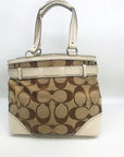 Coach Tan & White Canvas Hampton Shoulder Bag 10264