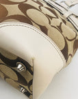 Coach Tan & White Canvas Hampton Shoulder Bag 10264